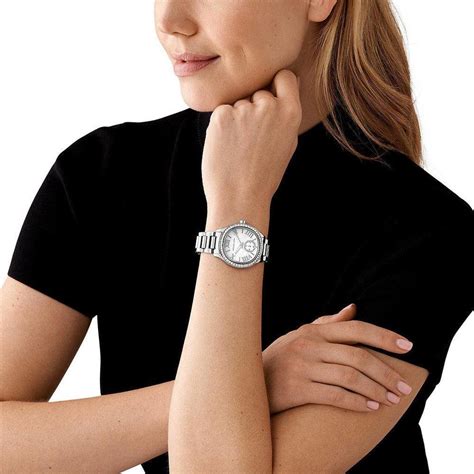 michael kors horloge dames zilver steentjes|Horloge Sage, zilverkleurig met siersteentjes .